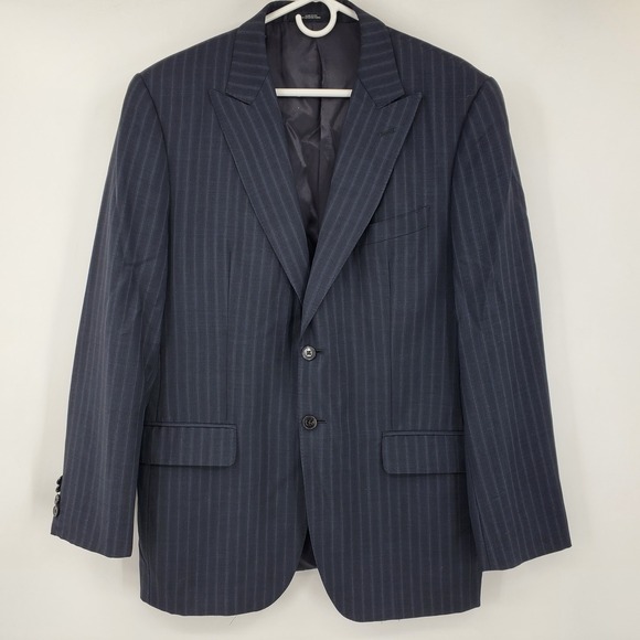 Saks Fifth Avenue Ermenegildo Zegna Men's Pinstripe Navy Blue Wool Blazer 40R